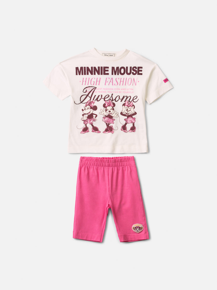 Conjunto Infantil Blusa Minnie Fashion e Legging Rosa - Animê