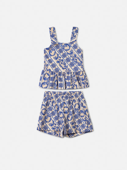 Conjunto Infantil Blusa Estampada DG Flores e Shorts DG Flores - Animê