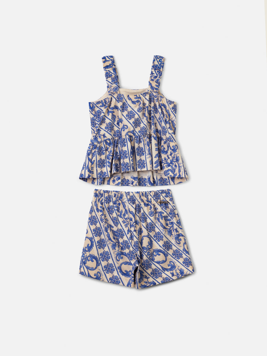 Conjunto Infantil Blusa Estampada DG Flores e Shorts DG Flores - Animê