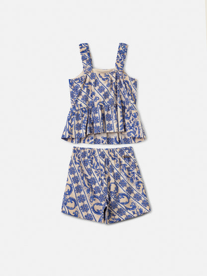 Conjunto Infantil Blusa Estampada DG Flores e Shorts DG Flores - Animê