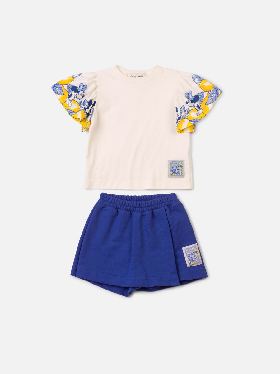 Conjunto Infantil Blusa Mangas Limões e Shorts Azul - Animê