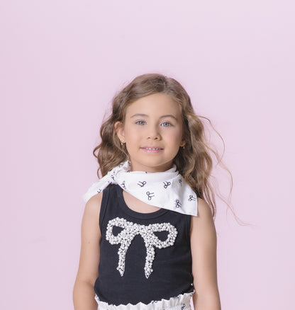 Conjunto Infantil Blusa Laço Bordado e Saia-shorts Lacinhos - Pituchinhus