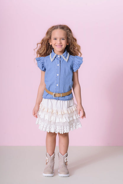 Saia-shorts Infantil Conceito Mix de Babados - Pituchinhus
