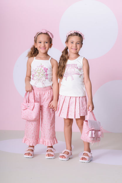 Blusa Infantil Bouquet Flores Laço Bordado - Pituchinhus