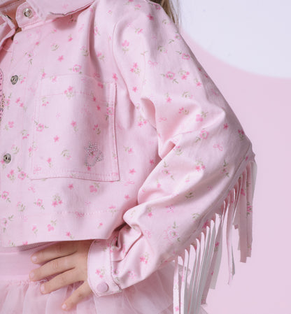 Jaqueta Infantil Franjas Mini Flores - Pituchinhus