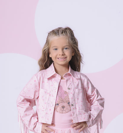 Jaqueta Infantil Franjas Mini Flores - Pituchinhus