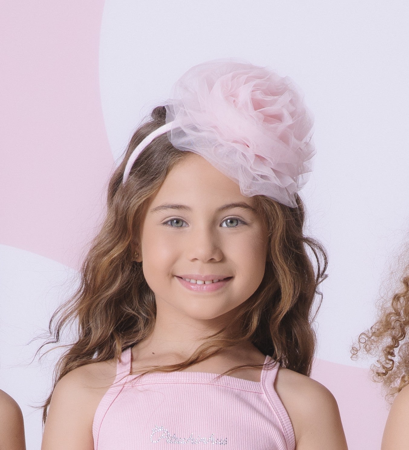 Arquinho Infantil Maxi Flor Tule Rosa Fada - Pituchinhus