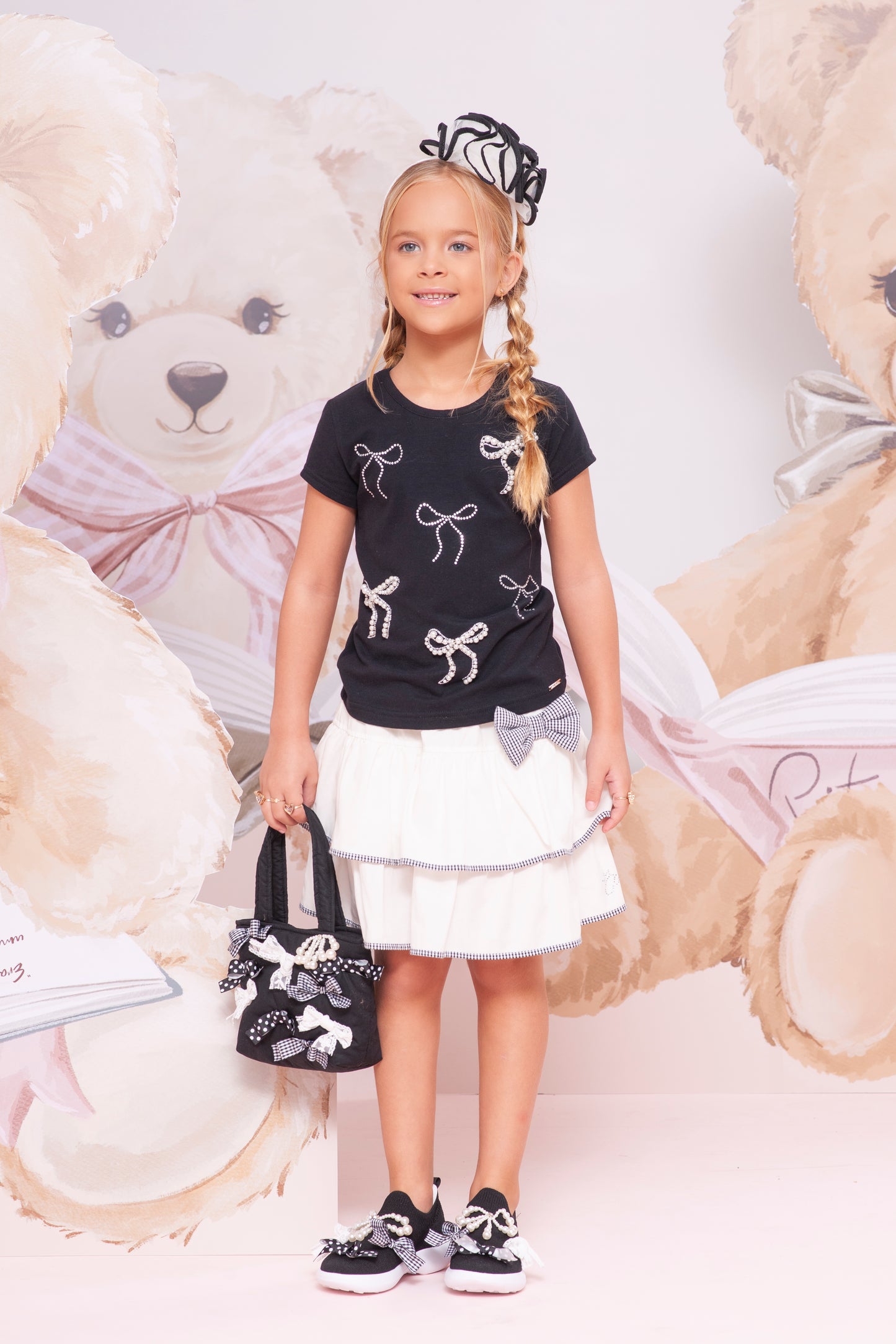 Arquinho Infantil Flor Tule Debrum Off White - Pituchinhus