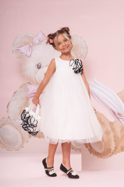 Vestido Infantil Tule Max Flor Bicolor - Pituchinhus
