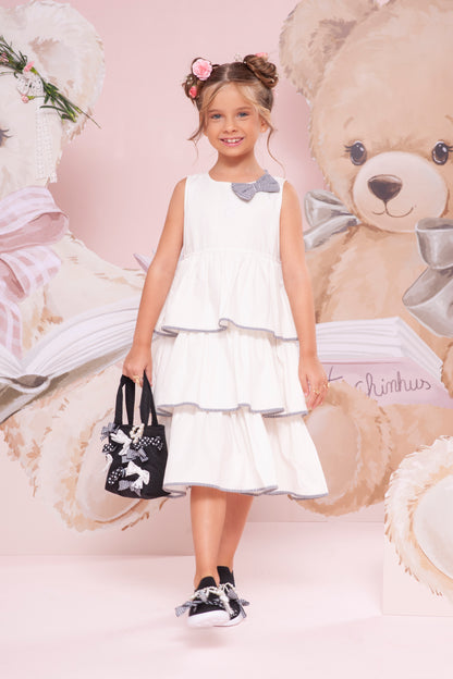 Vestido Infantil Babados Debrum Laço Xadrez - Pituchinhus