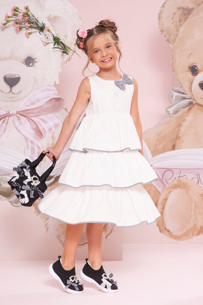 Vestido Infantil Babados Debrum Laço Xadrez - Pituchinhus