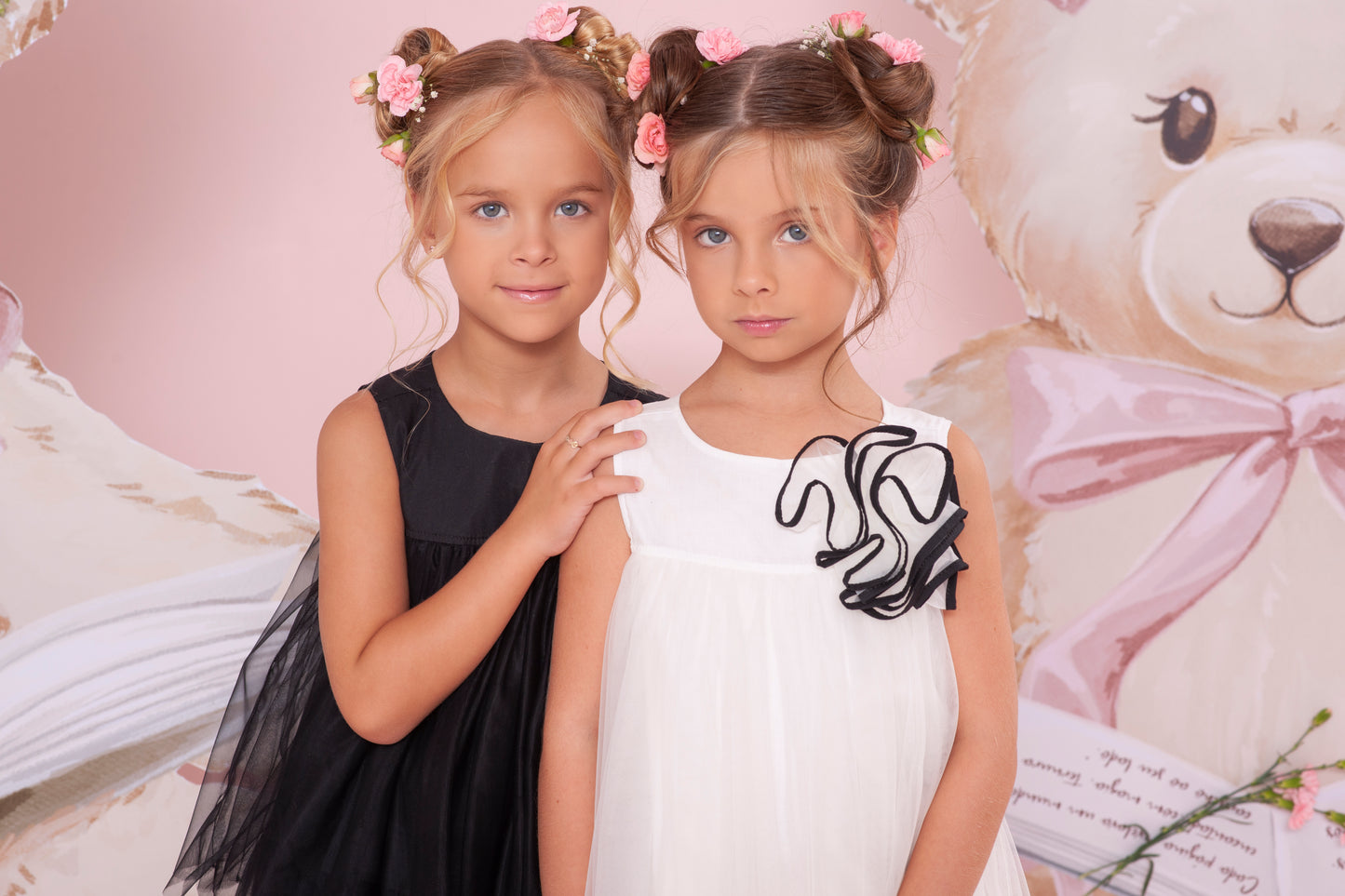 Vestido Infantil Tule Max Flor Bicolor - Pituchinhus