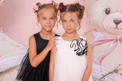Vestido Infantil Tule Max Flor Bicolor - Pituchinhus