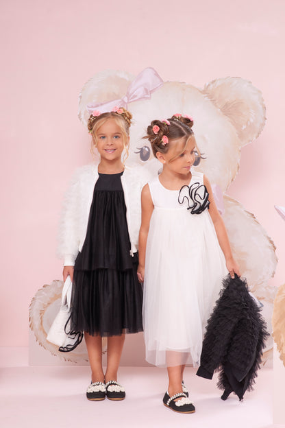 Vestido Infantil Tule Max Flor Bicolor - Pituchinhus