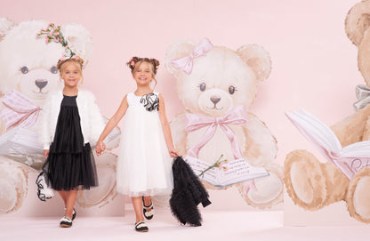 Vestido Infantil Tule Max Flor Bicolor - Pituchinhus