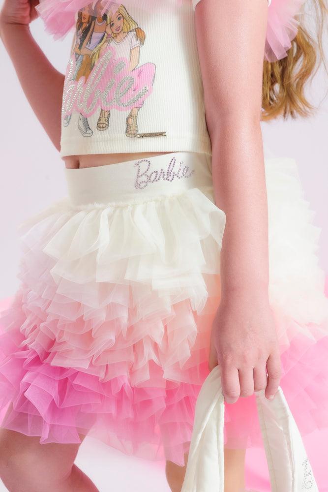 Conjunto Blusa Ombro a Ombro Tule & Saia Babados Tule Rosa - Barbie by Pituchinhus - Gracia