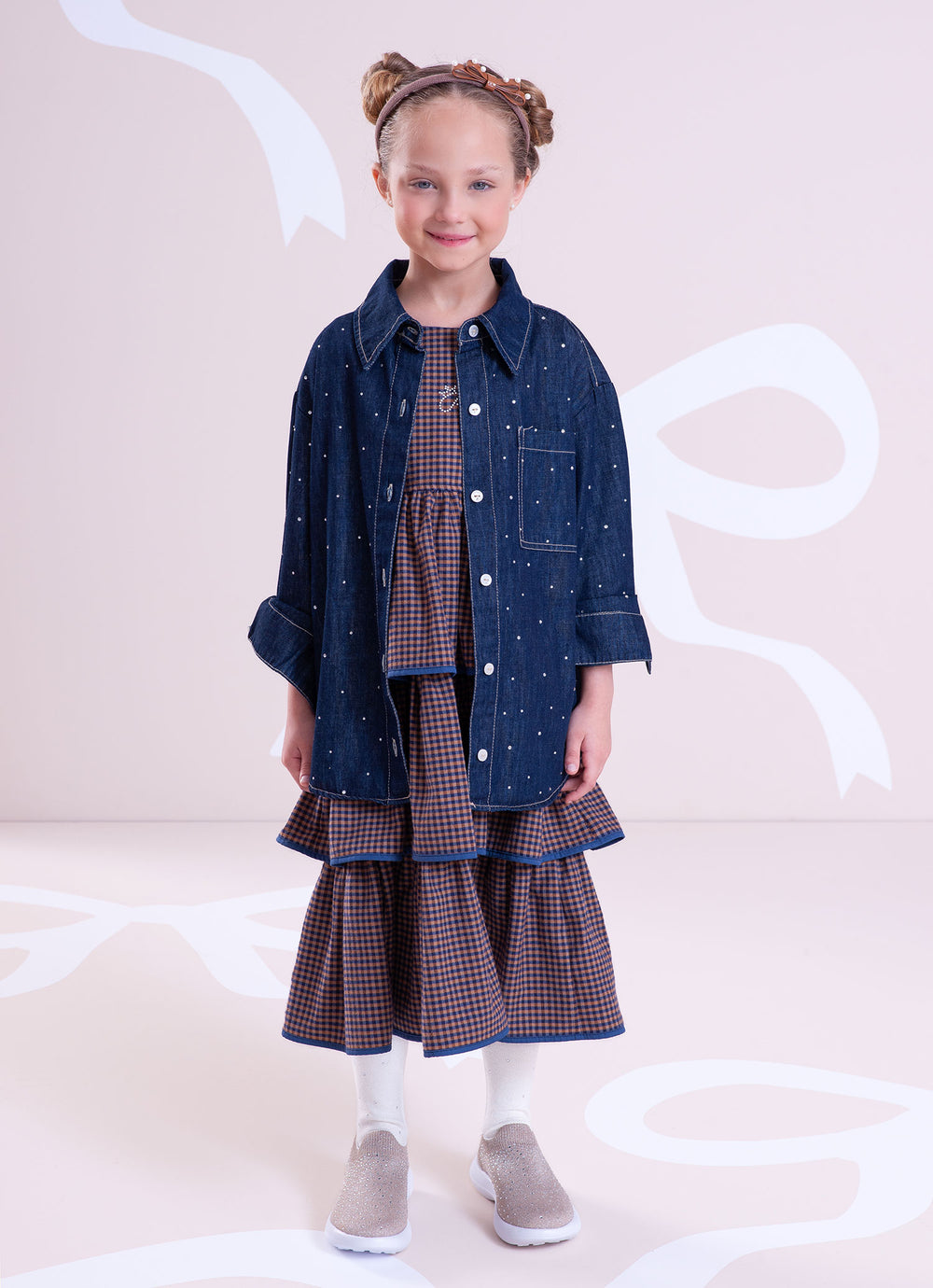 Conjunto Infantil Camisa e Calça Jeans & Cristais - Pituchinhus
