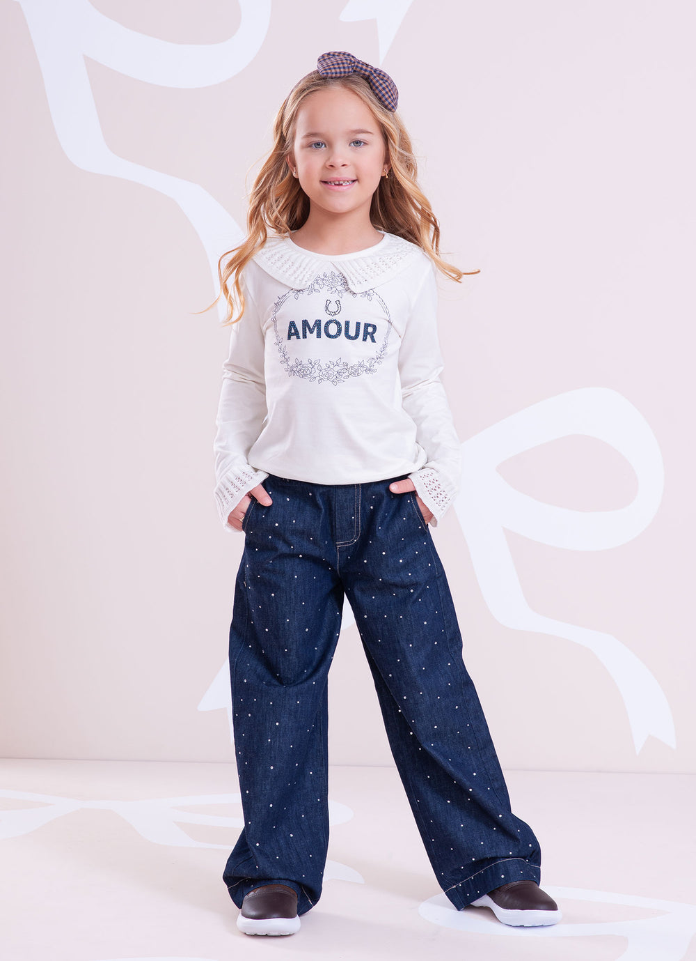 Conjunto Infantil Camisa e Calça Jeans & Cristais - Pituchinhus