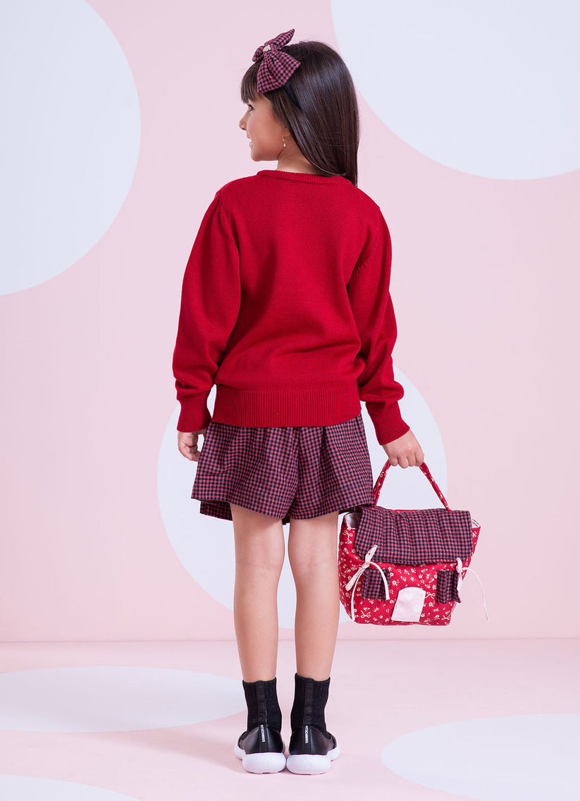 Saia-shorts Infantil Xadrez Pregas - Pituchinhus