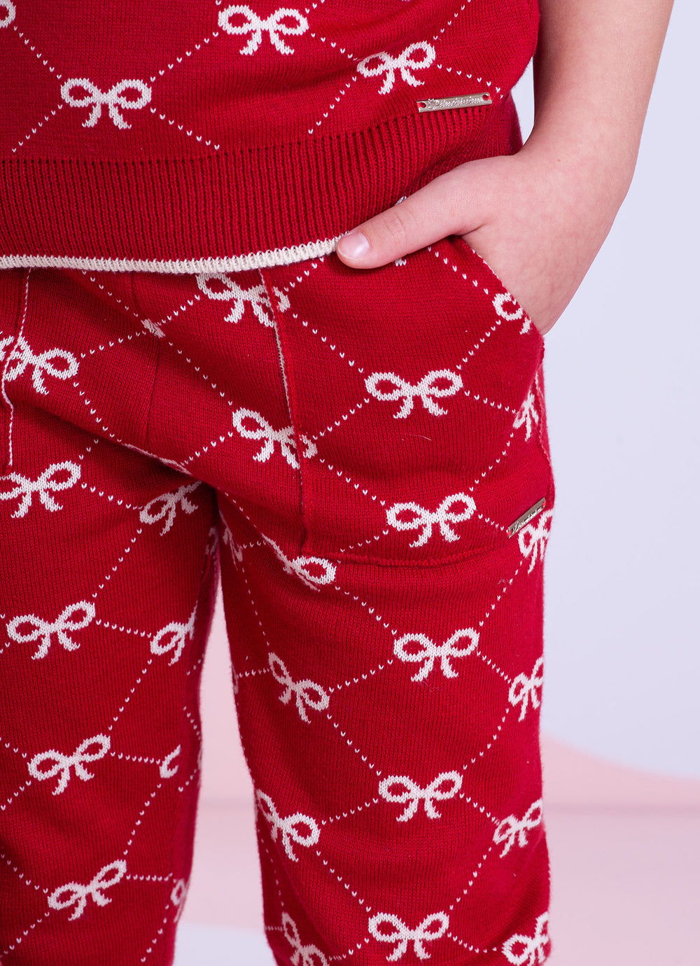 Conjunto Infantil Blusa Polo e Calça Jogging Lacinhos Bala de Cereja - Pituchinhus