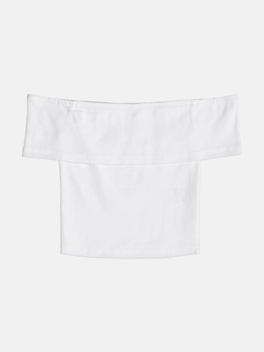 Blusa Teen Ombro a Ombro Off White - Authoria