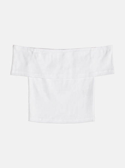 Blusa Teen Ombro a Ombro Off White - Authoria