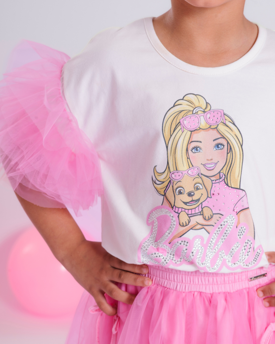 Blusa com Mangas de Tule - Barbie by Pituchinhus