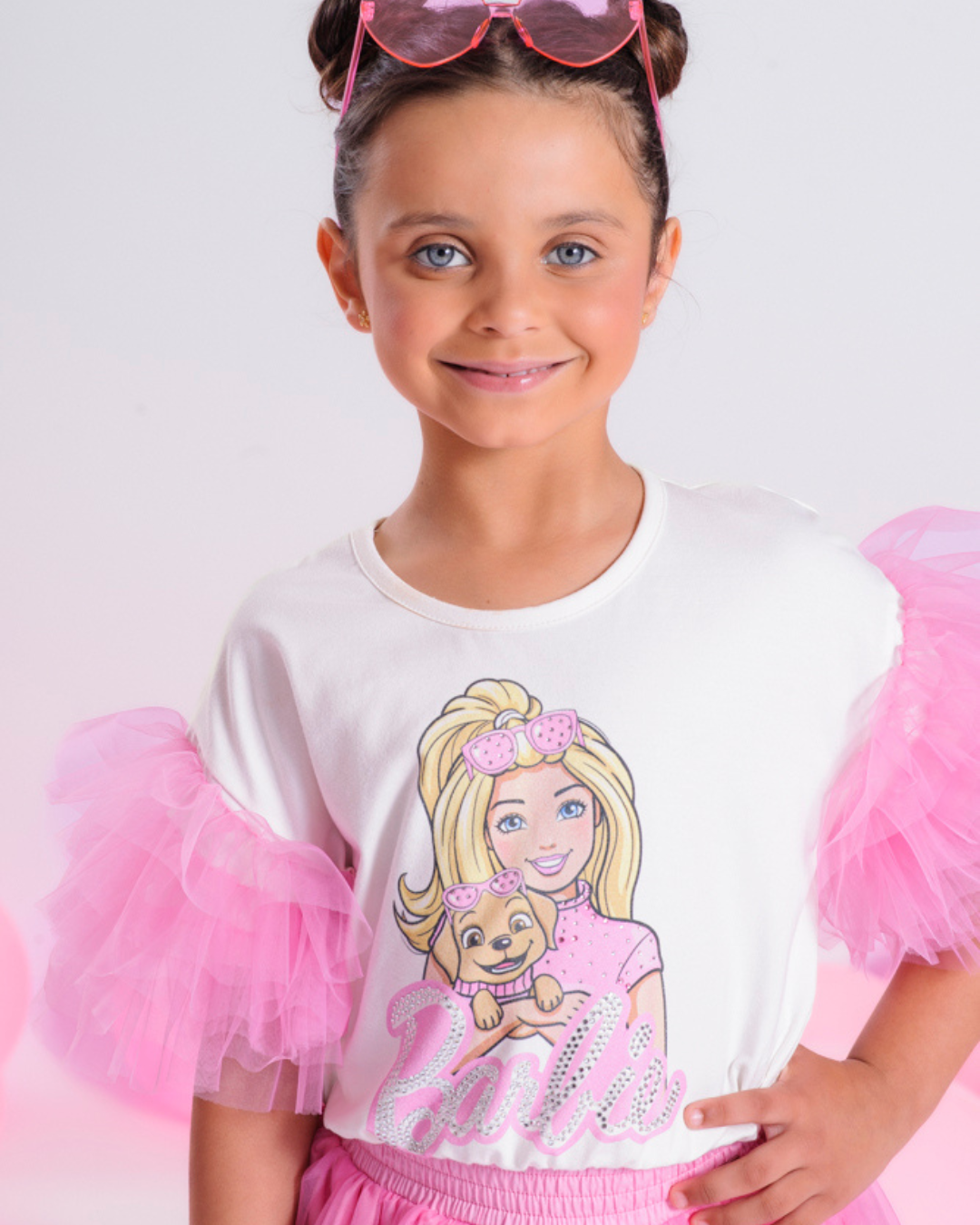 Blusa com Mangas de Tule - Barbie by Pituchinhus