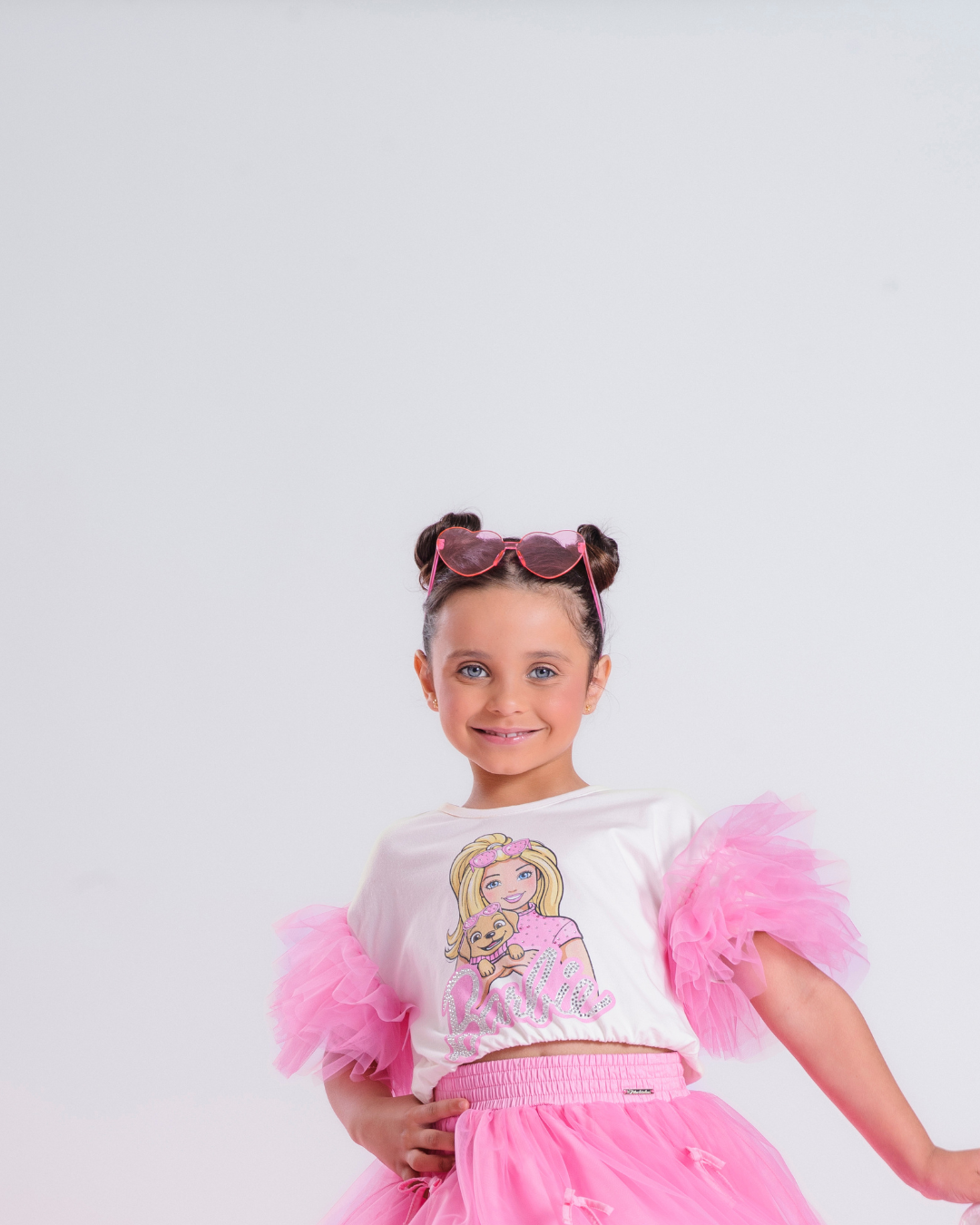 Blusa com Mangas de Tule - Barbie by Pituchinhus