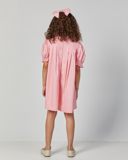 Vestido Infantil Manga Bufante Rosa - Luluzinha
