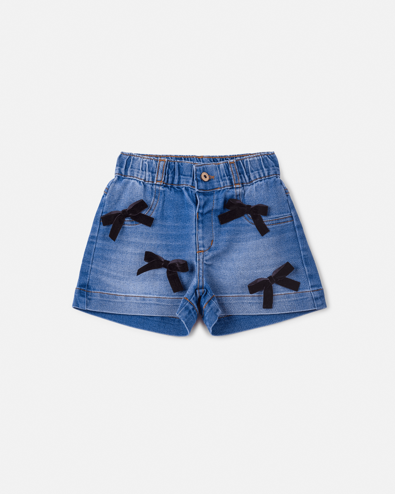 Conjunto Blusa Peplum - Animê & Shorts Jeans com Laço de Veludo - Animê - Gracia