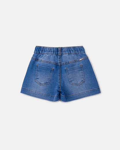 Conjunto Blusa Peplum - Animê & Shorts Jeans com Laço de Veludo - Animê - Gracia