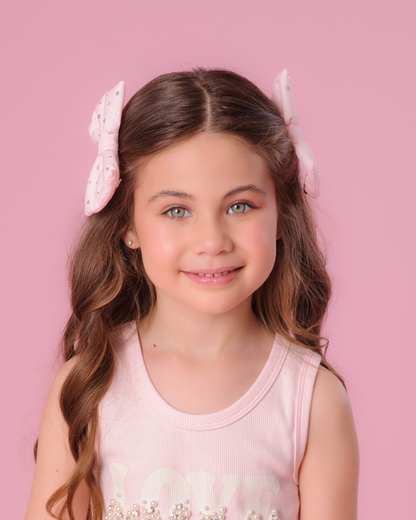 Presilha Infantil Puffer Cristais Rosa Fada - Pituchinhus