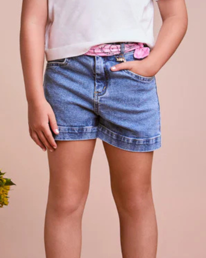 Shorts Jeans Infantil Pingente - Animê