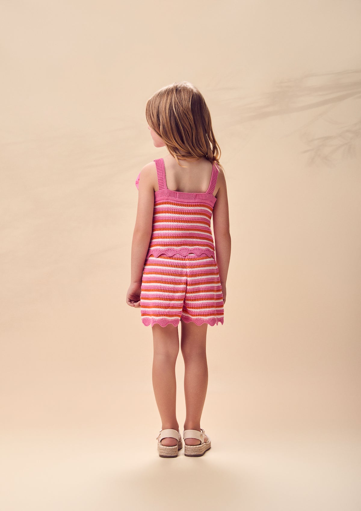 Conjunto Infantil Em Tricoline Listrado Blusa Laço Maxxi e Shorts Barra Andulada - Animê