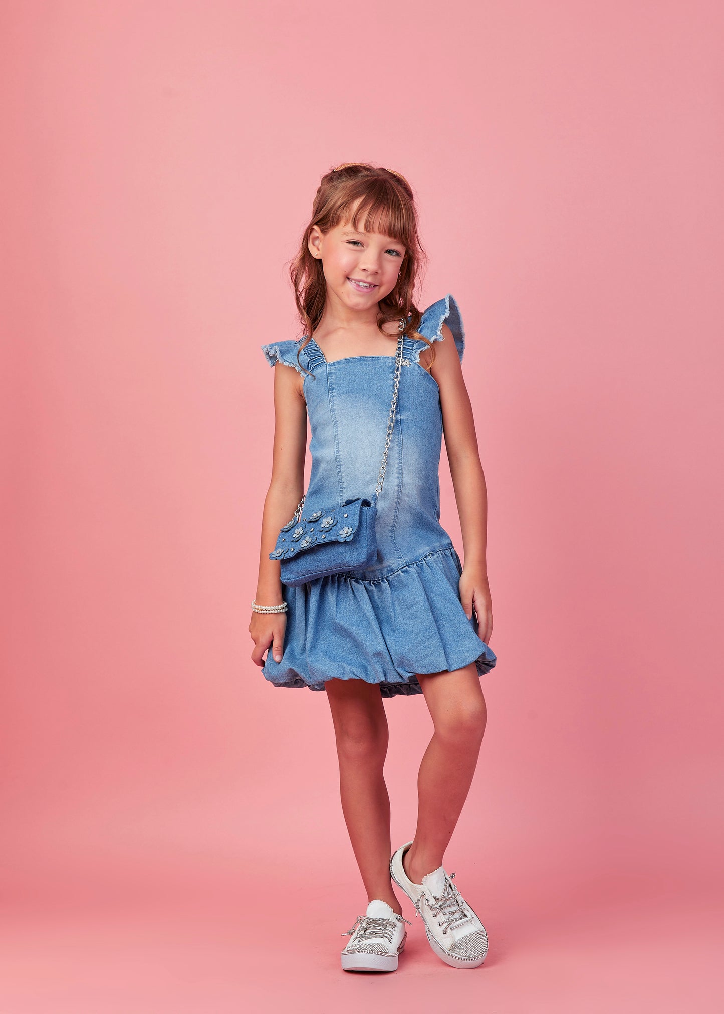 Vestido Infantil Balonê Jeans - Gabriela Aquarela