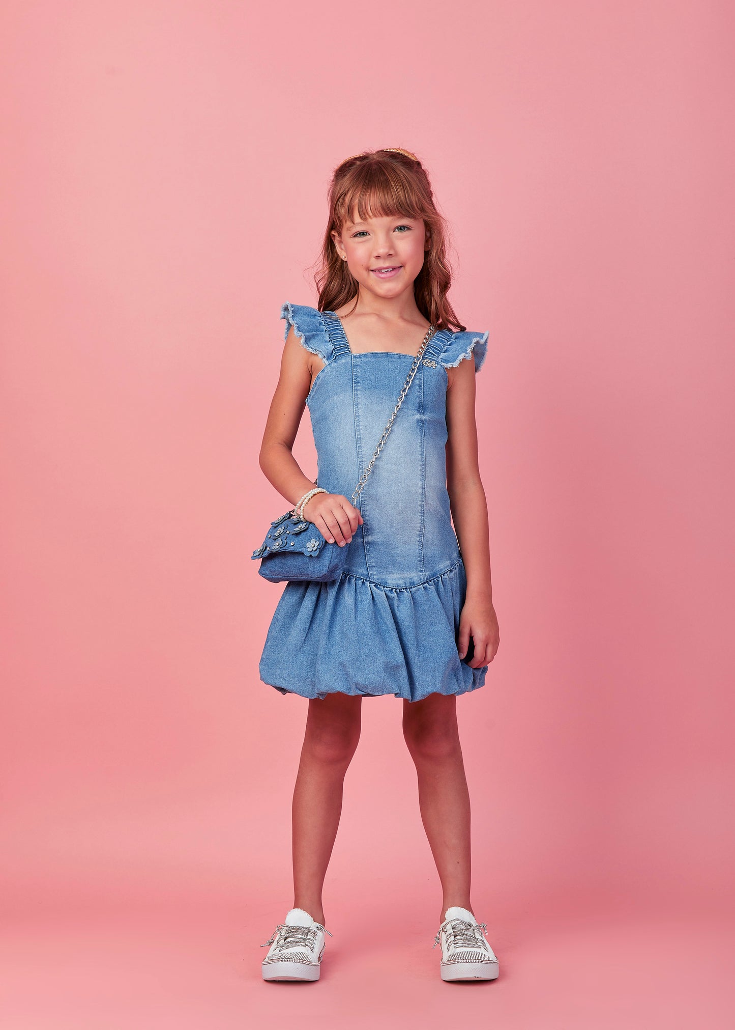 Vestido Infantil Balonê Jeans - Gabriela Aquarela