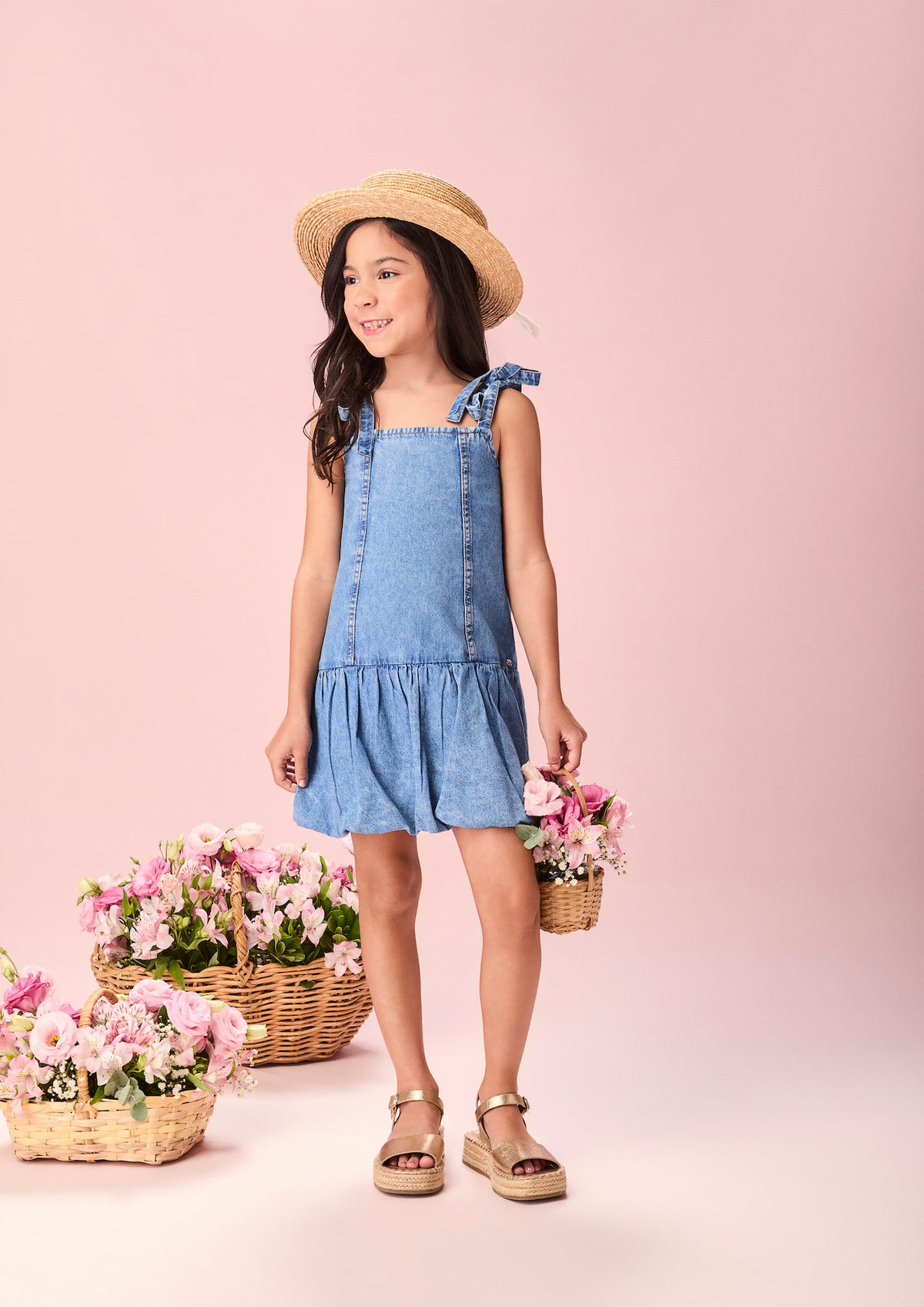 Salopete Infantil Jeans Saia Balonê - Momi