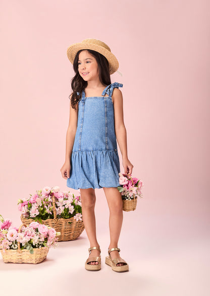 Salopete Infantil Jeans Saia Balonê - Momi