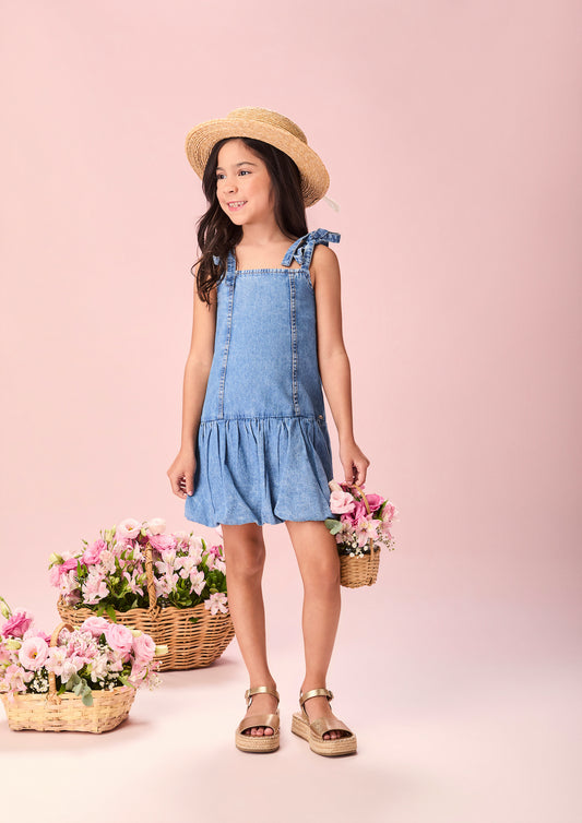 Salopete Infantil Jeans Saia Balonê - Momi - Pré Venda