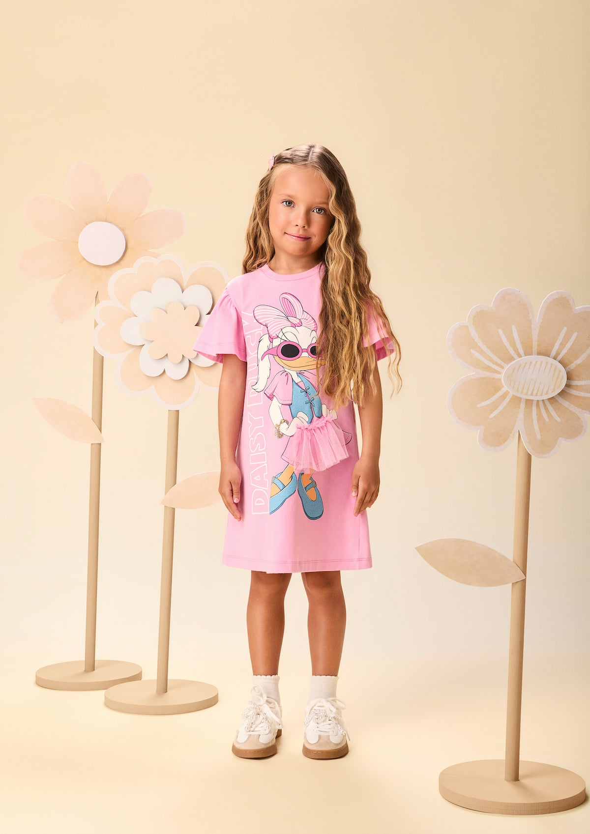 Vestido Infantil Estampa Daisy Duck Saia de Tule - Momi