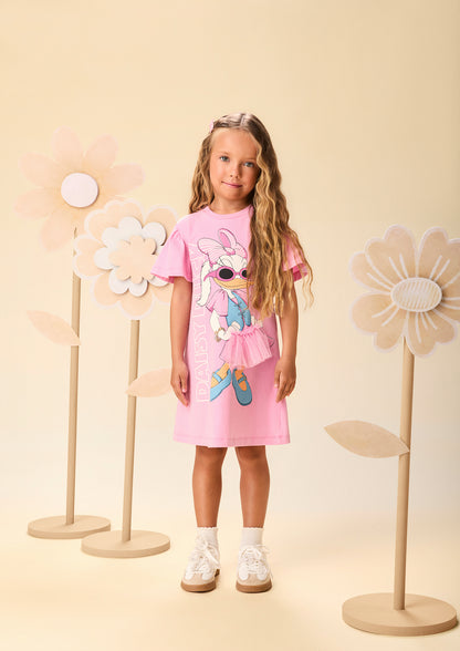 Vestido Infantil Estampa Daisy Duck Saia de Tule - Momi