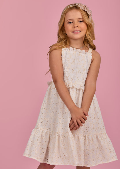 Vestido Infantil  Laise Coração e Rendinha na Pala -  Gabriela Aquarela