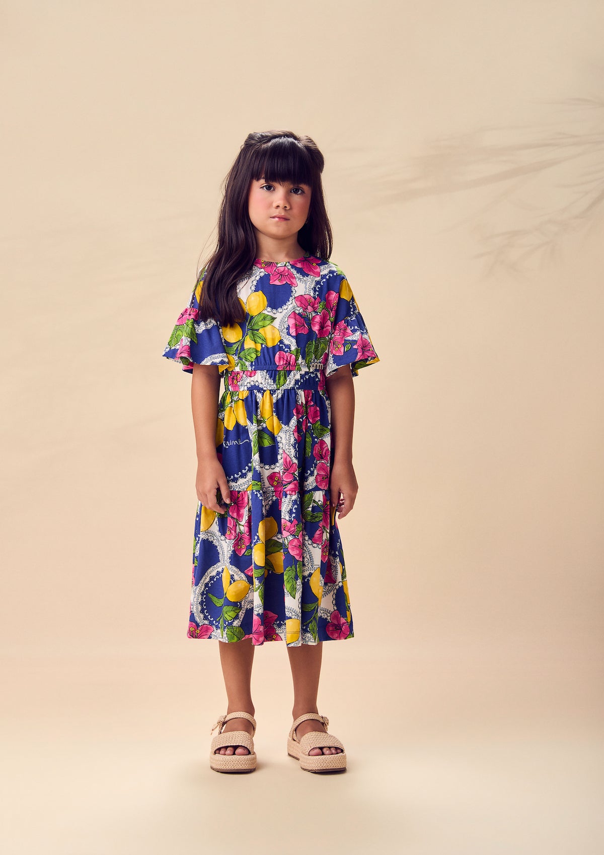 Vestido Infantil Estampa Primavera Floral e Limões - Animê