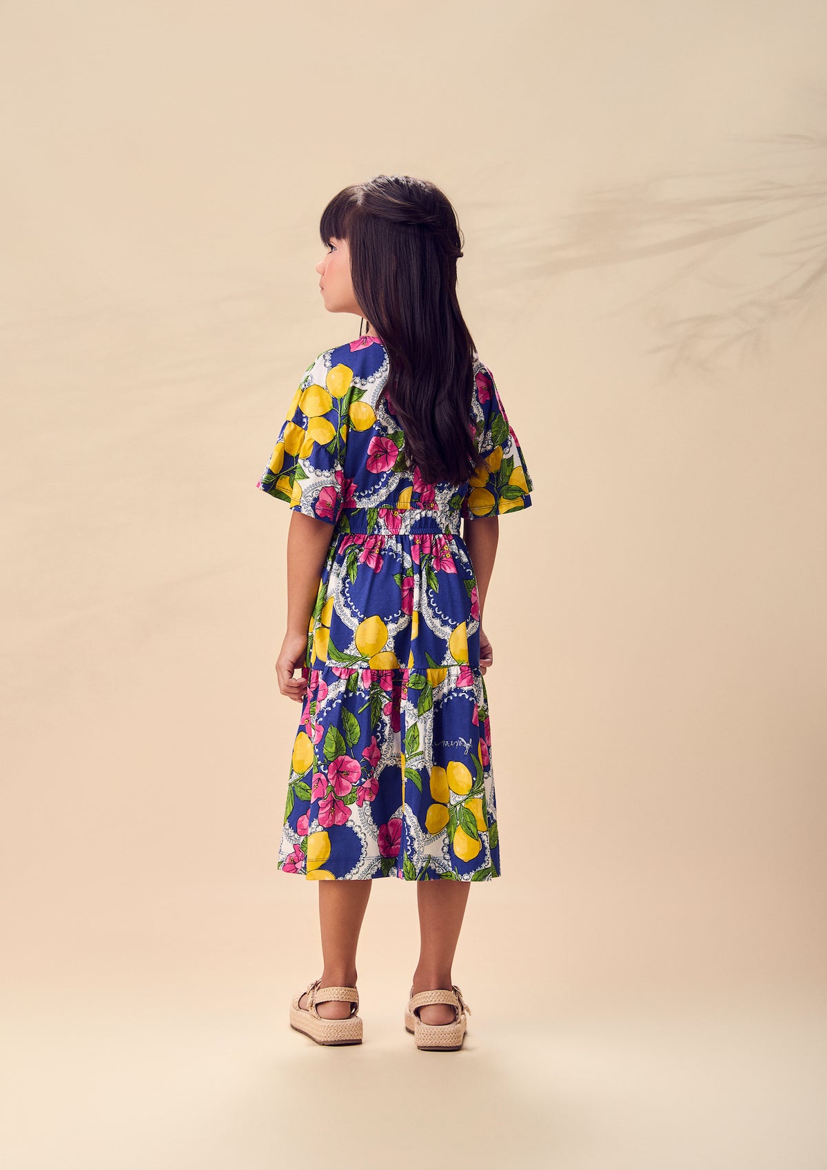 Vestido Infantil Estampa Primavera Floral e Limões - Animê