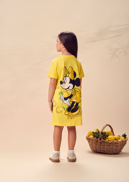 Vestido Infantil Disney Amarelo Mickey e Minnie Limões - Animê