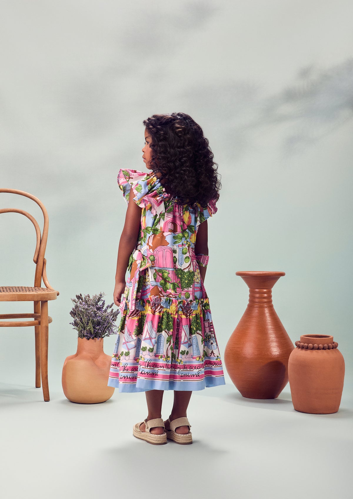 Vestido Infantil Estampa Limões Laços Laterais - Animê