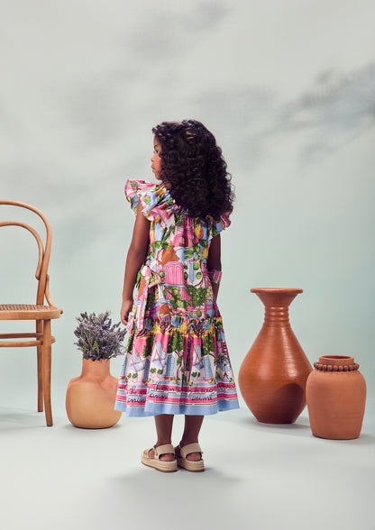 Vestido Infantil Estampa Limões Laços Laterais - Animê