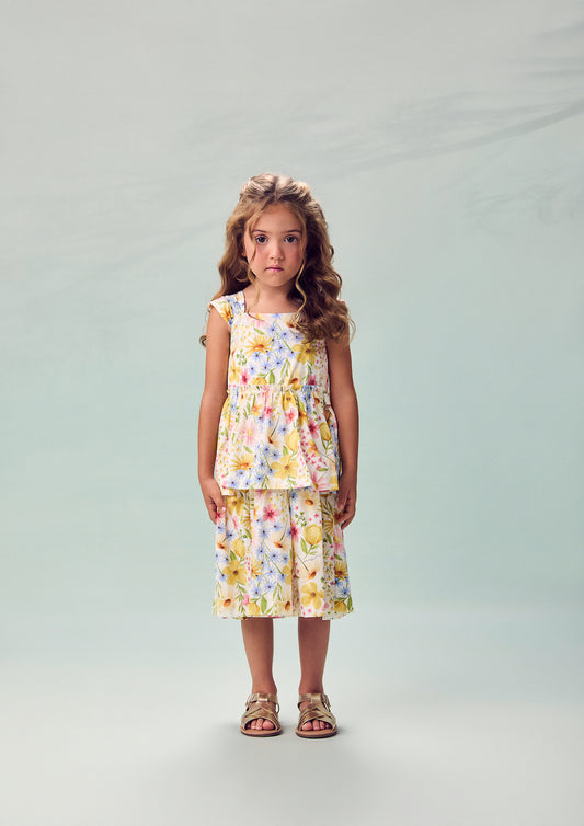 Vestido Infantil Tricoline Estampa Floral - Animê - Pré Venda