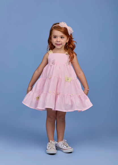 Vestido Infantil Borboletas e Rosas - Gabriela Aquarela
